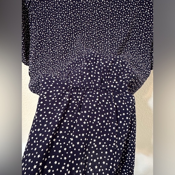 ~EUC~ J. Crew Navy Star Print V-Neck Peplum Blouse - Picture 7 of 8